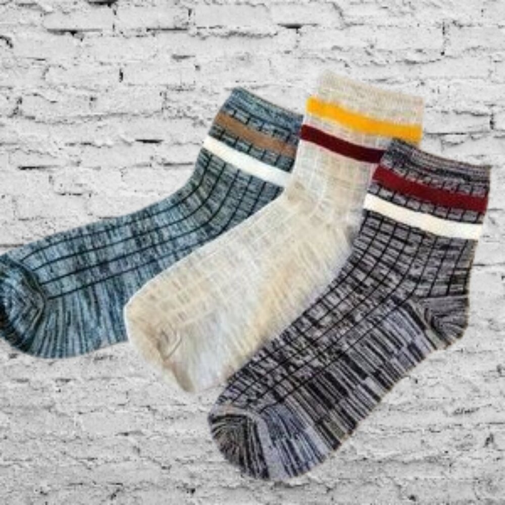 Winter Socks Stripe Tops 3 Pair Various Colors OS New